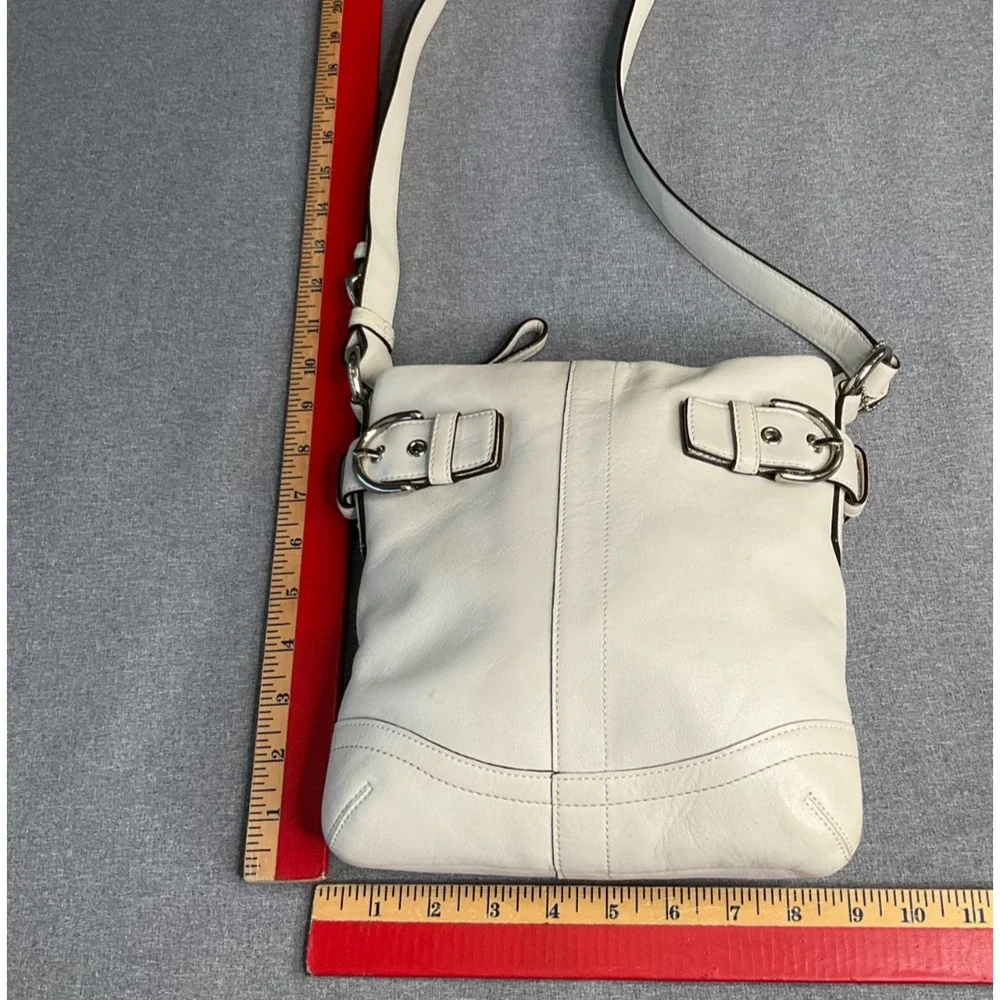 COACH Shoulder Bag Crossbody Logo Hardware Leather White 3594